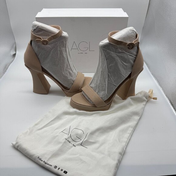 AGL Janis Ankle Strap Platform Sandal in Ghibli Cream - Picture 2 of 12